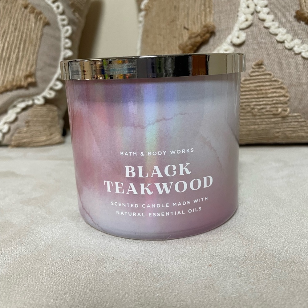 Black Teakwood Bath and Body Works 3 Wick Candle